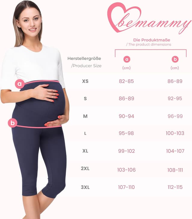 Thumbnail 6 de Be Mammy Leggings Premaman 3/4 in Cotone Bio 210 gsm