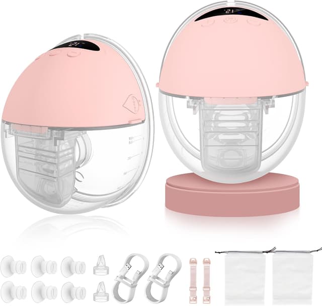 Detalle de MOMAINI Milchpumpe elektrisch handsfree (pink, 24 mm) – mit 4 Modi, 12 Saugstufen und 160-ml-Behälter