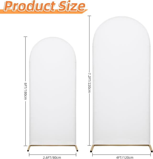 Detalle de DREAHOTEXTIL 7.2FT Arch Cover Fitted Cover for Wedding & Event Backdrop (White, Cover Only)