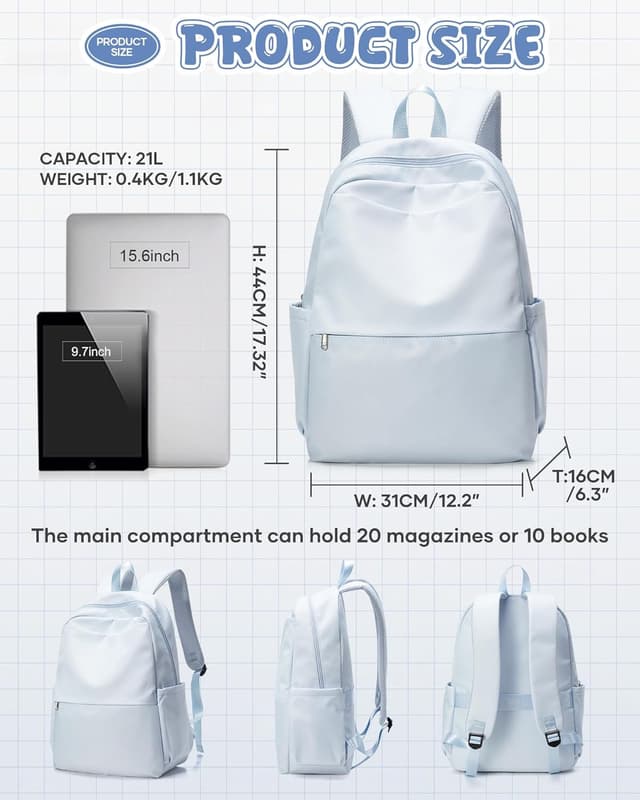 Detalle 2 de VGCUB Schulrucksack 21 L Wasserdicht Leicht