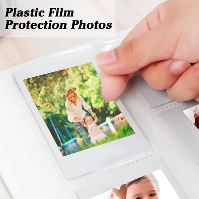 Detalle de Ruibytree 360-Fach Fotoalbum für Sofortbilder (Instax Mini, Polaroid Snap & mehr) – Magisch Silber