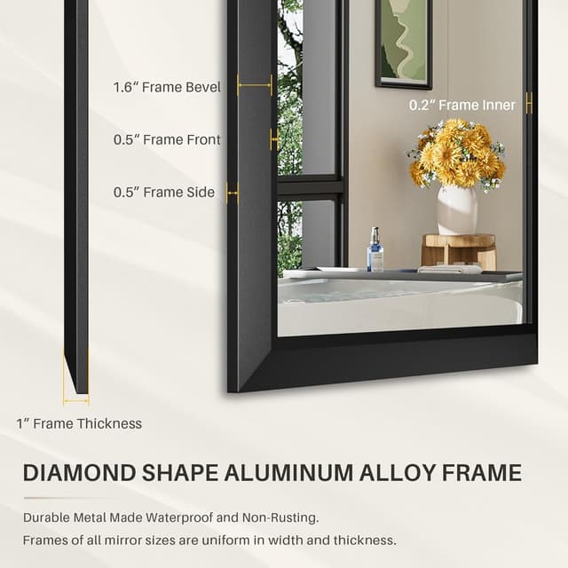 Thumbnail 4 de Briivue 24x32 Inch Black Bathroom Mirror