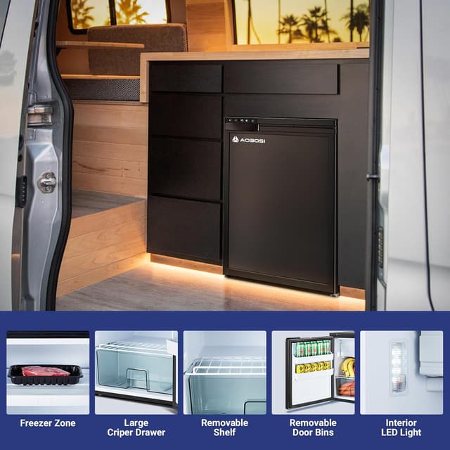 Detalle de AAOBOSI 65L Campervan Fridge Freezer (12V) with APP Control