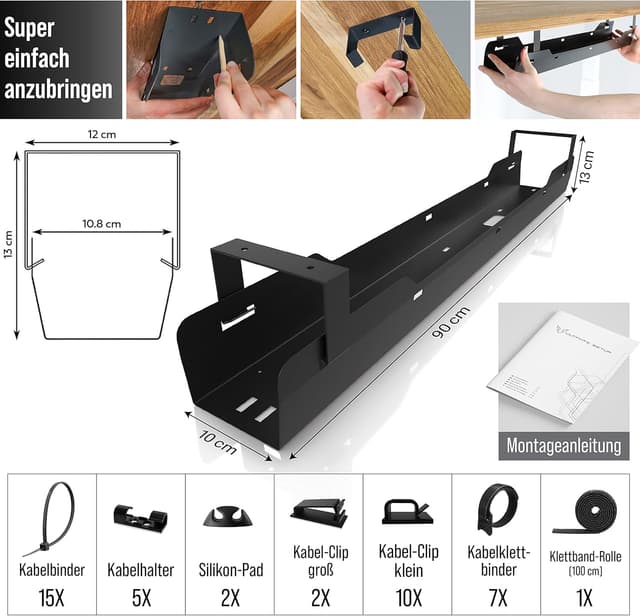 Thumbnail 6 de Ultimate Setup Kabelwanne Schreibtisch Schwarz