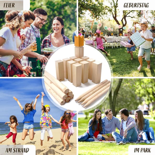 Thumbnail 6 de Ocean 5 Kubb – Original Wikinger-Spiel (Schwedenschach) aus Holz im Stoffbeutel