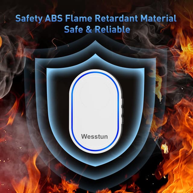 Detalle de Wesstun Wireless Doorbell (Waterproof) with 39 chimes and 5-volume levels, White