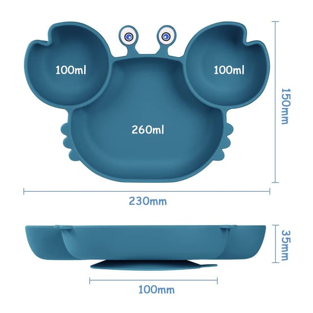 Detalle 2 de Vicloon Baby Teller aus Silikon (mit Saugnäpfen, 3 Fächer), BPA-frei – rutschfestes Kindergeschirr