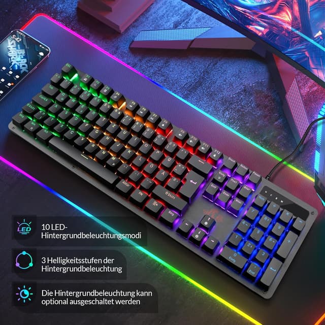 Thumbnail 2 de Rii Mechanische Gaming-Tastatur QWERTZ ⌨