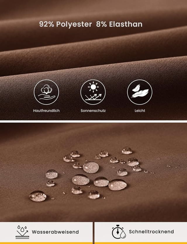 Detalle 2 de Rdruko Herren Sport-Shorts: kurze Stretch-Wanderhose mit 4 Reißverschlusstaschen