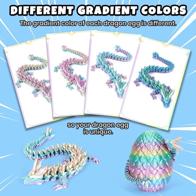 Detalle de YILCER 12" 3D Printed Dragon Egg Fidget Toy (Rainbow Color PLA) — 12-inch