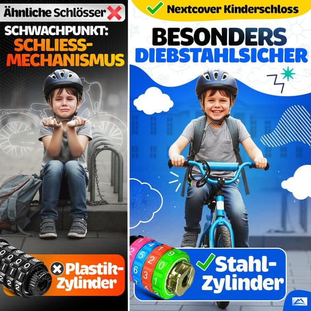 Detalle 1 de Kinder-Fahrradschloss mit 4-stelligem Zahlencode