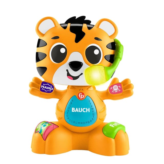Detalle de Fisher-Price Beat Bande Lern & Tanz Tiger Justin (HYL31) – interaktives Lernspielzeug mit Geräuschen und Lichtern für ab 9 Monaten