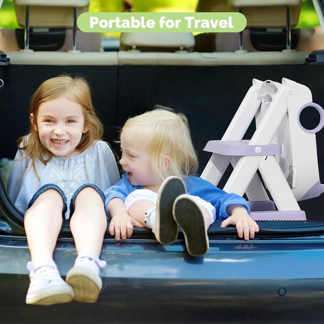 Thumbnail 6 de COOSEYA 2-in-1 Toilet Seat Potty Training Seat with Adjustable Step Stool (Purple)