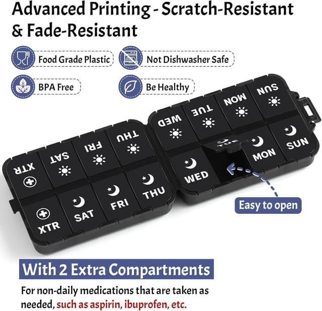 Thumbnail 2 de Foldable Weekly Pill Organizer 7-Day, 2x Daily ๐