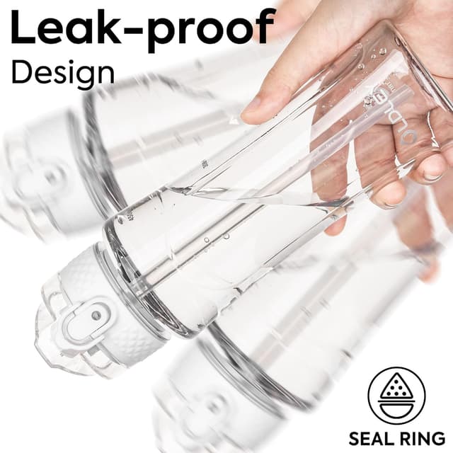 Detalle de OLDLEY 450ml (15oz) Water Bottle with Straw, Leakproof Reusable Bottle for School & Outdoor Sports (BPA Free)