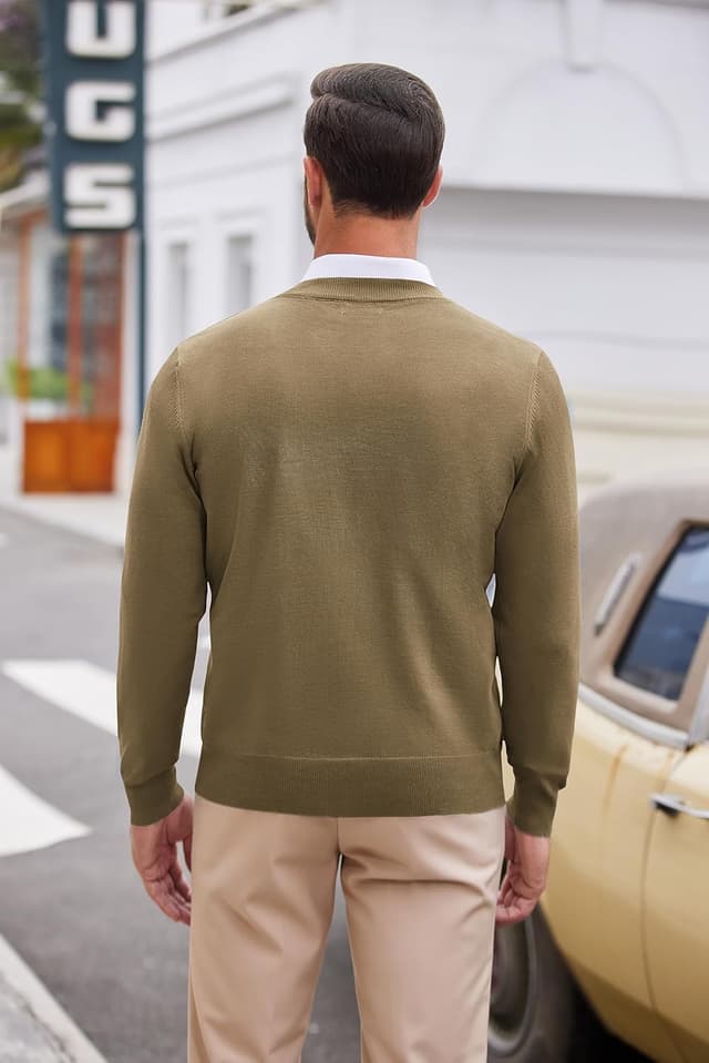 Detalle de COOFANDY pull homme col V en tricot, regular fit business casual