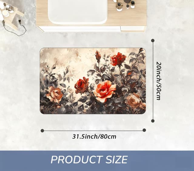 Detalle de ENSFTF Vintage Rose Bath Mat with Non-Slip Rubber Backing (Thin, Quick-Dry)