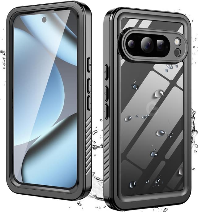 Detalle de Waterproof Case for Google Pixel 10 Pro (IP68) with Built-in Lens & Screen Protector, Clear Cover, Black