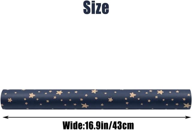 Detalle 2 de ZHNERY Recyclable Kraft Gift Wrapping Paper Roll for Birthday in Blue with Star Design (43cm x 15M)