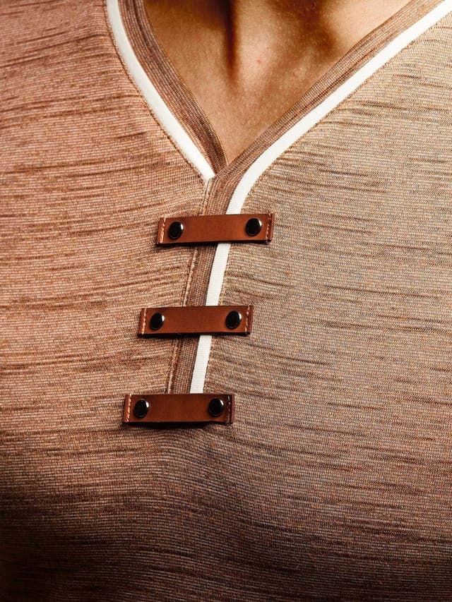 Detalle de Leif Nelson LN4890N t-shirt été col V blanc slim