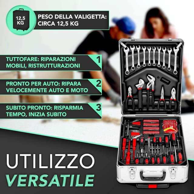 Detalle 2 de Valigia degli attrezzi TRESKO da 949 pezzi con trolley e cassetta cromo-vanadio