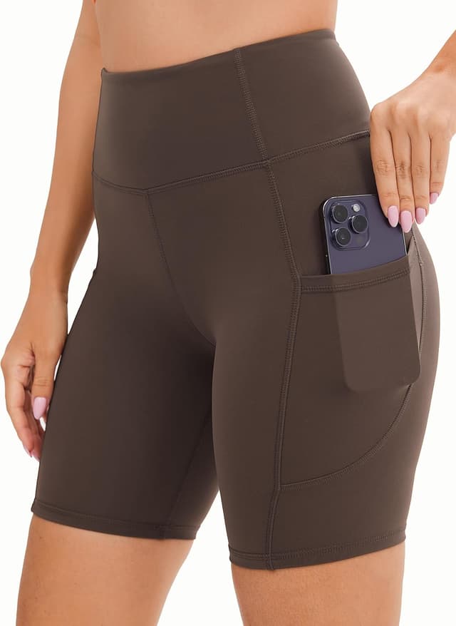 Detalle de JOYSPELS Cycling Shorts for Women with Side Pockets – High-Rise Gym, Running & Yoga Shorts