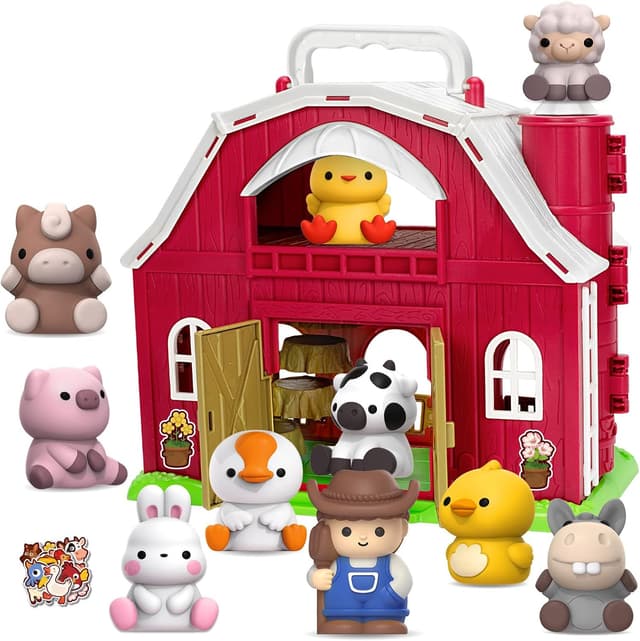 Detalle de KMUYSL Big Red Barn Farm Playset for 1+