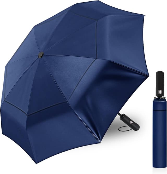 Detalle de KNJOMZIE Parapluie tempête pliant automatique 62 pouces à double canopée