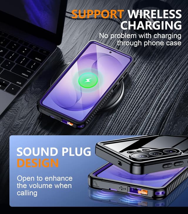 Detalle de Temdan Waterproof Case for Samsung Galaxy S26 Ultra (6.9-inch) — IP68 Rugged Full-Body Protection with Built-in Screen & Lens Covers