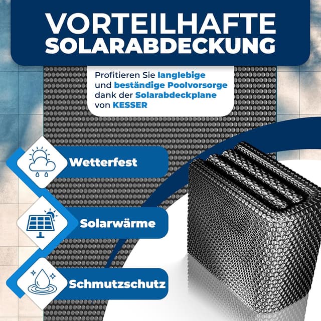Detalle de KESSER® Pool-Solarabdeckplane rechteckig 450 x 220 cm (120 µm), zuschneidbar mit Schere, Lochzange & 12 Ösen