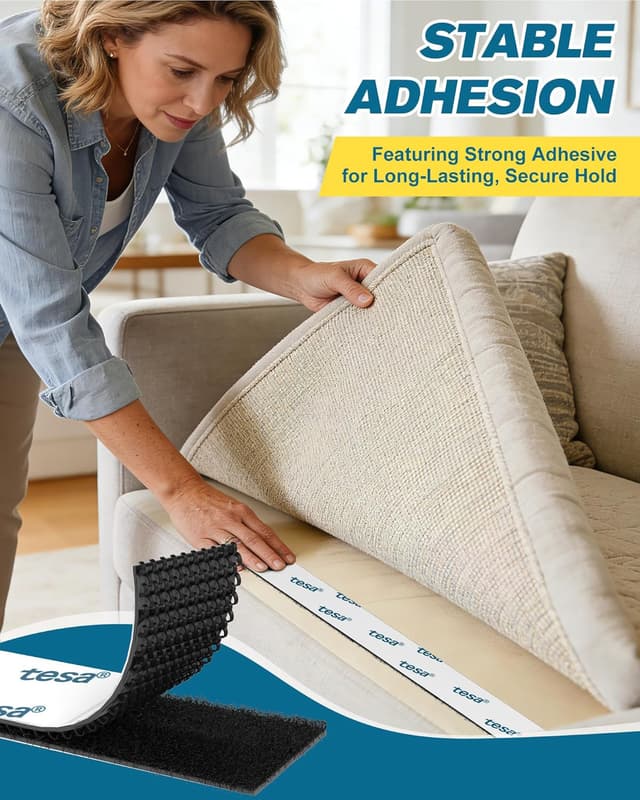 Detalle 2 de Emitever Heavy Duty Hook and Loop Tape – strong self-adhesive double-sided strip (Black, 20mm x 10m)