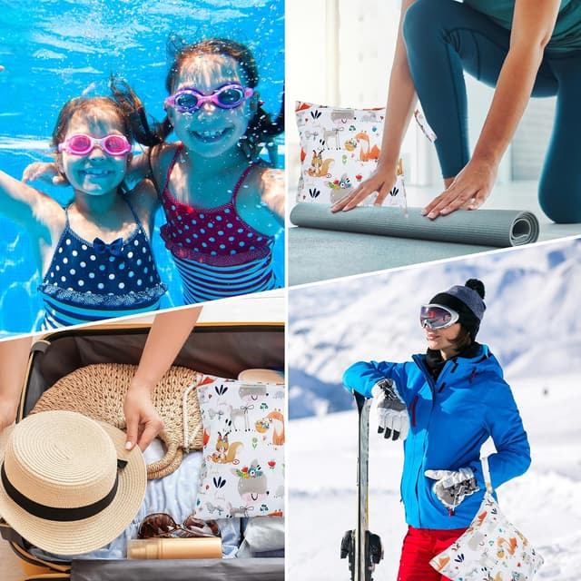 Thumbnail 6 de Loscarol 2er Set Wetbag (groß) für Kindergarten, Baby-Nappy-/Nassbeutel mit Doppelreißverschluss – Rabbit