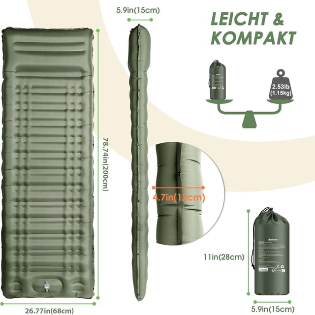 Detalle de Arlierss Isomatte Luftmatratze 12 cm