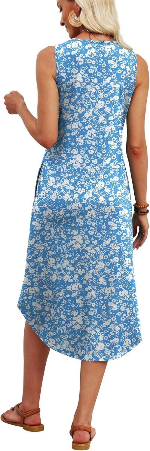 Detalle 2 de WIHOLL Button-Front Sleeveless Midi Dress for Women (Summer 2026) with Pockets