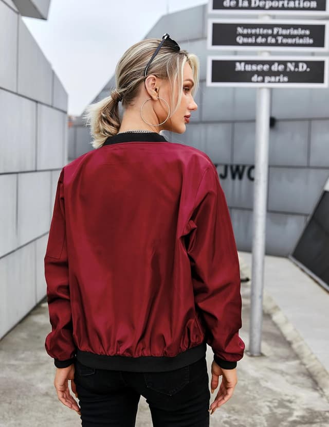 Detalle de Zeagoo Giacca Bomber Donna corta slim con zip e maniche lunghe