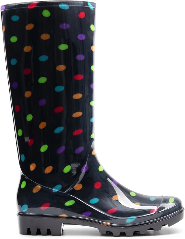 Detalle de Dream Pairs stivali da pioggia impermeabili in gomma da donna con design a pois