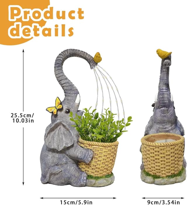 Thumbnail 2 de Lifemet Garden Elephant Solar Statue