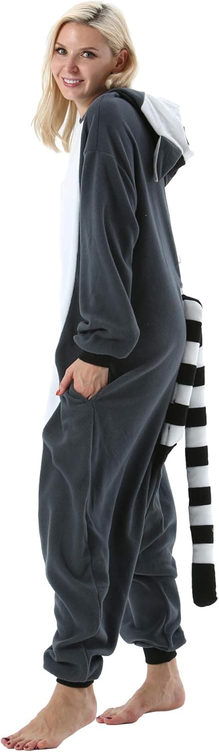 Detalle 2 de ULEEMARK Jumpsuit Onesie mit Tier-Design – Plüsch Overall als Unisex-Kostüm und Pyjama für Erwachsene