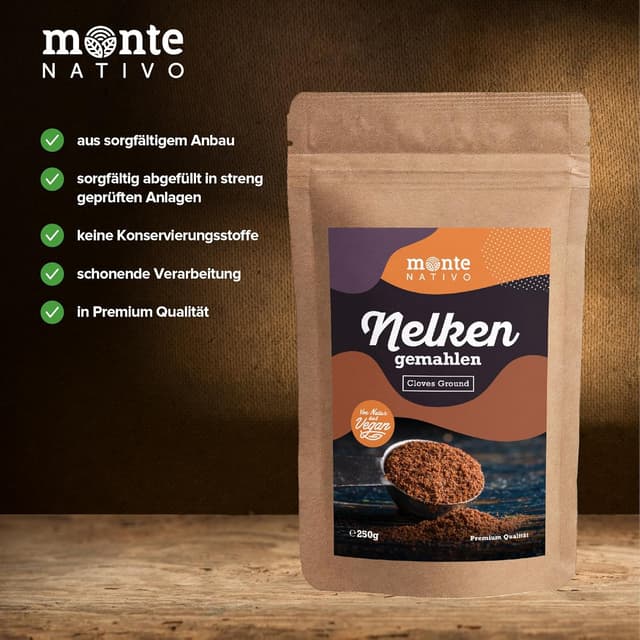 Detalle de Gemahlene Nelken von Monte Nativo (250 g) – warmes Gewürzaroma für Küche & Backen