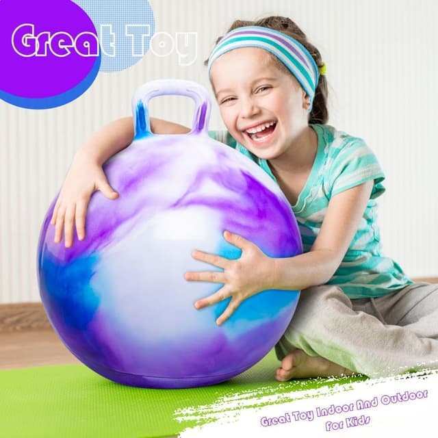 Detalle 2 de U&C Planet Hüpfball für Kinder (50 cm) mit Pumpe, violette Wolke – bis 150 kg belastbar, für drinnen & draußen