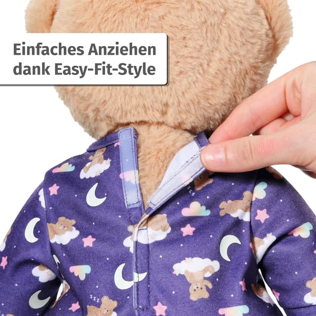 Detalle de Baby Born Teddy Schlafanzug (43 cm) – leuchtet im Dunkeln, Mond-Applikationen