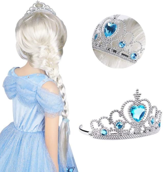 Detalle de Vicloon Prinzessin Elsa Dress-up Geschenk-Set (2-teilig) mit Strass-Krone & Zauberstab