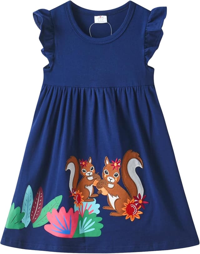 Imagen de VIKITA Vestito Ricamo Floreale Manica Lunga Cotone Bambina en OfertitasTOP