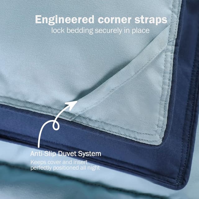 Detalle de HIG 2-piece navy reversible coverless single duvet set (135 x 200cm) with 10.5 tog filling and 1 pillow sham