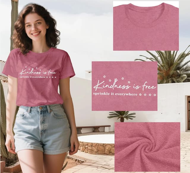 Detalle de Qskall Be Kind T Shirt, Kindness is Free