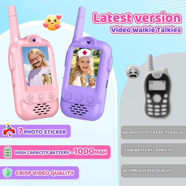 Detalle 2 de Wootoyz video walkie talkies for kids (Pink) – video calling, voice effects and rechargeable play