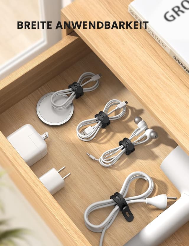 Detalle 2 de Lamicall 10er Silikon Kabelbinder 13 cm 🔌