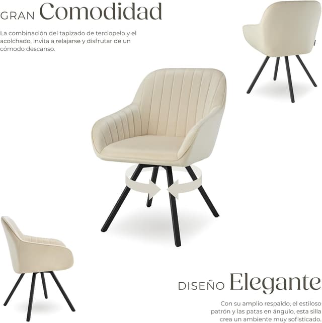 Thumbnail 4 de tectake Sillas de Comedor Crema