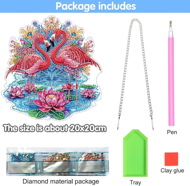 Detalle 2 de Reofrey Hanging Diamond Art Kit for Adults (8x8 Inch) – Birds Acrylic Board Suncatcher Pendant