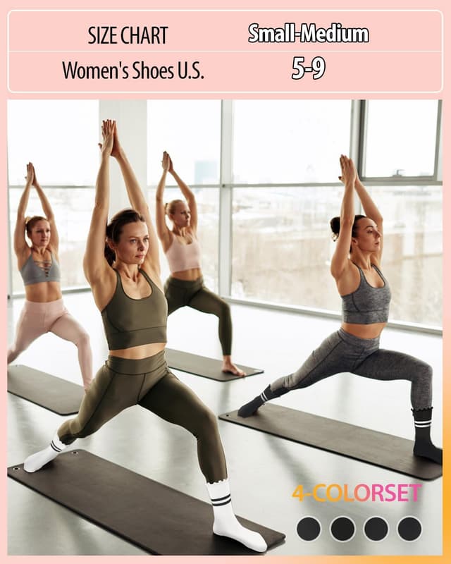 Thumbnail 4 de YeuG Pilates Socks Non-Slip Grip, 6 Pairs